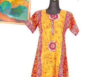Vestido caftán de algodón indio / Caftán maxi estilo boho vintage batik para festivales y eventos / Talla M L