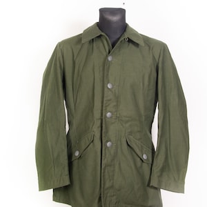 Vintage Military Chore Jacket Swedish Army 60-70s Green