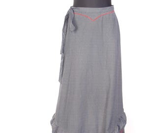 Gonna lunga vintage anni '70 Lucie Linden in cotone / Gonna a pois stile prateria / Stile vittoriano revival / S