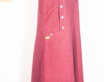 Vtg Norwegian Telemark very thick wool dress / Winter pinafore dress with pockets / sz XL