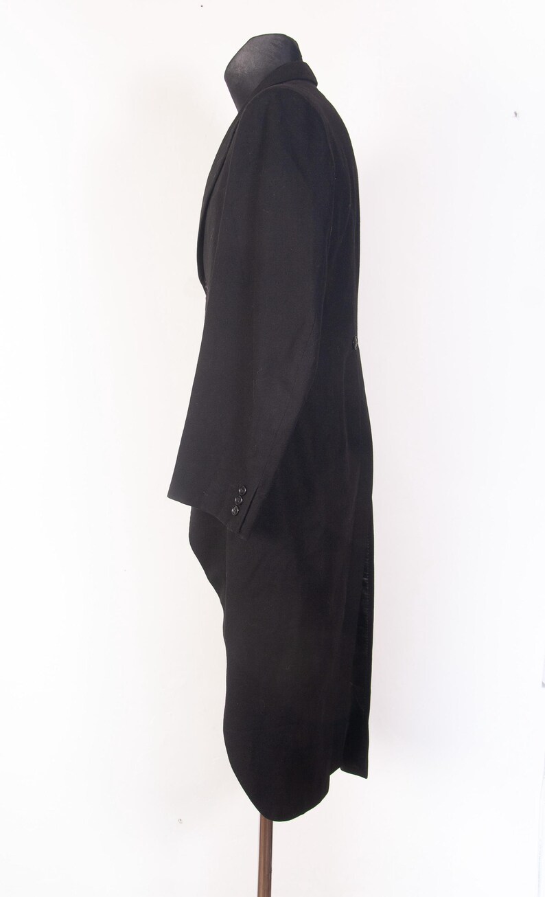 Vtg Black Wool Morning Coat / Vtg Cutaway Coat / Wedding Formal