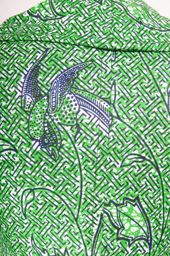 Green African Wax Print Cotton Jacket / Birds pri… - image 8