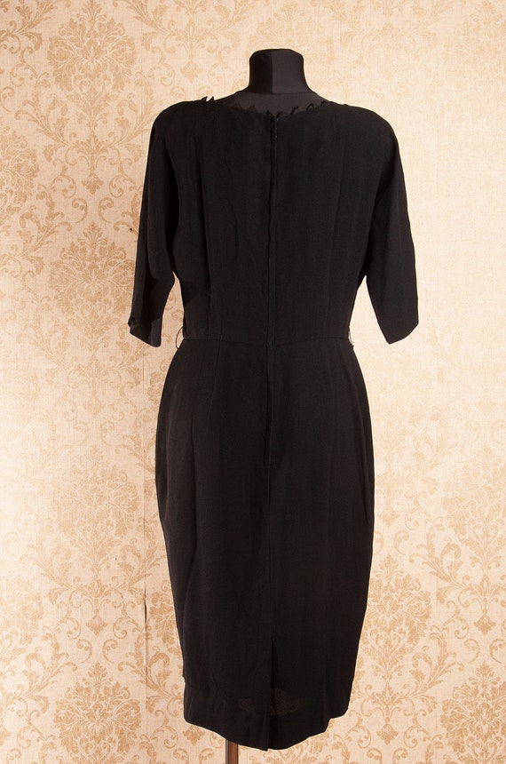 Black 50s 60s  Wiggle dress by Nelson Caine / Lit… - image 4