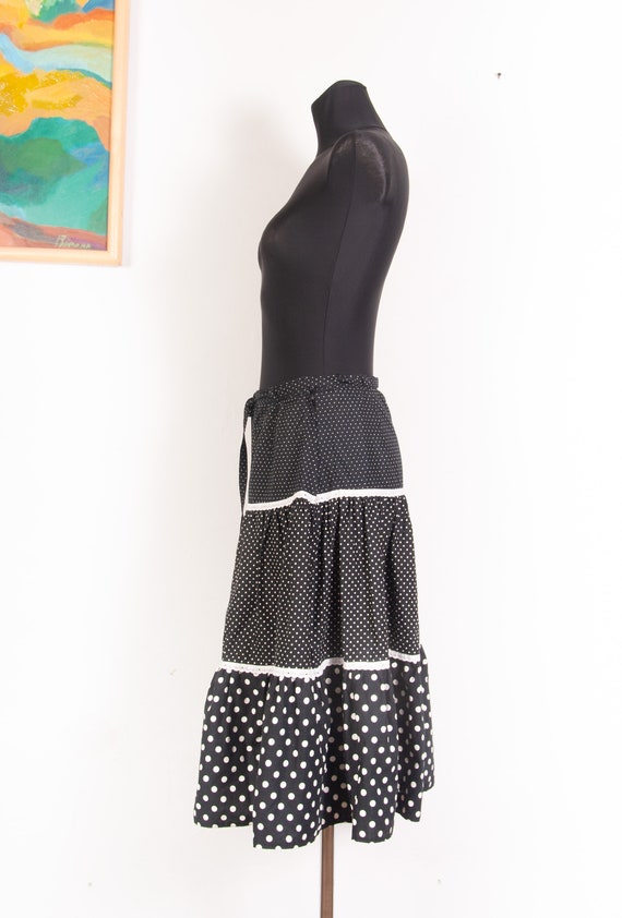 Vtg Tiered Cotton Polka dot  Full skirt  / Vtg Ba… - image 3