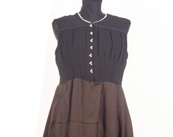 WWII Era Handcrafted Dirndl Dress / 1940s Make Do and Mend Trachten / Historical Piece / M