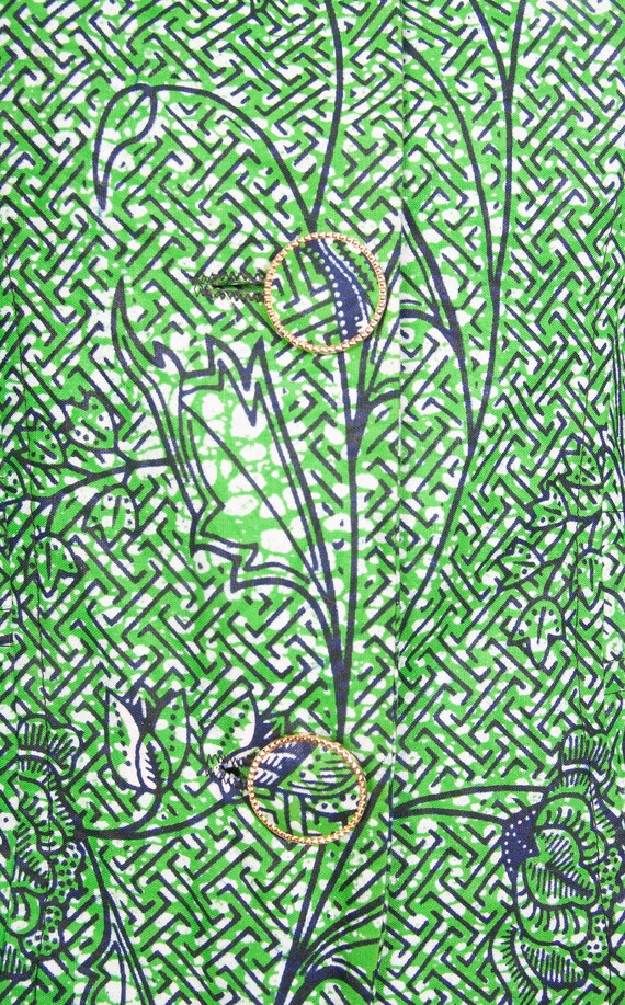 Green African Wax Print Cotton Jacket / Birds pri… - image 7