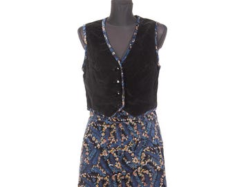 Vintage Lucy Linden Velvet Vest & Skirt Set / Cottagecore Prairie Two Piece Set / S M