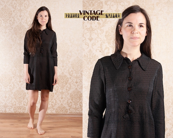 Dark Brown Copper Textured 40s Half sleeve dress /