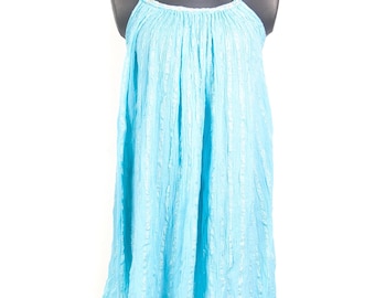 Vestido vintage griego de gasa de algodón / Minivestido bohemio turquesa / Túnica de playa / Talla única