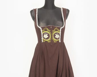 Vintage 70er Jahre Dirndl / Dirndl / Bestickte Bluse / Bestickte Taille / S / S