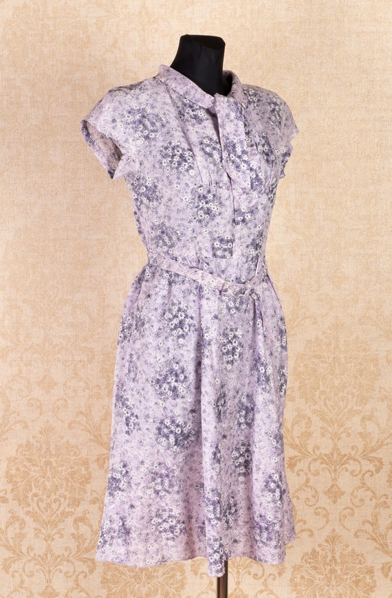 Vintage 1950s 40s Sheer Airy Floral print dress  … - image 2