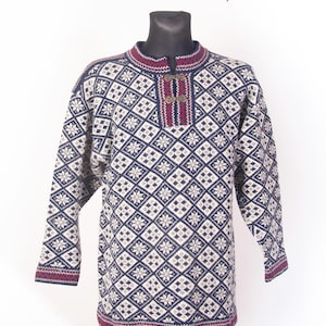 Nordic  Snowflakes wool knitted sweater /  Unisex Norwegian  Morning star sweater pullover