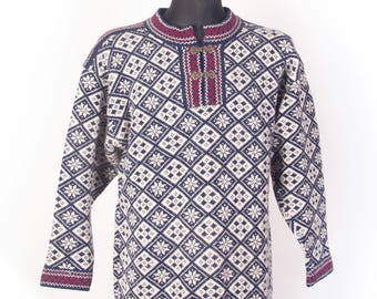 Nordic  Snowflakes wool knitted sweater /  Unisex Norwegian  Morning star sweater pullover