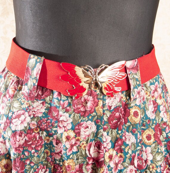 Butterfly buckle Cotton Full skirt / Bold roses p… - image 7