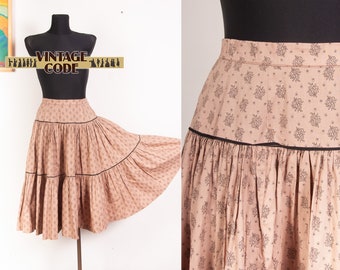 50s British Horrockses full circle Cotton skirt  /  1950s  Tiered Patio Dancing skirt Pin up  Rockabilly / size  xs to small