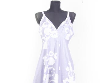 Vintage Fenno Sport 70s Cotton Sundress/  Finland Light Blue White Scandinavian Summer Dress / S M