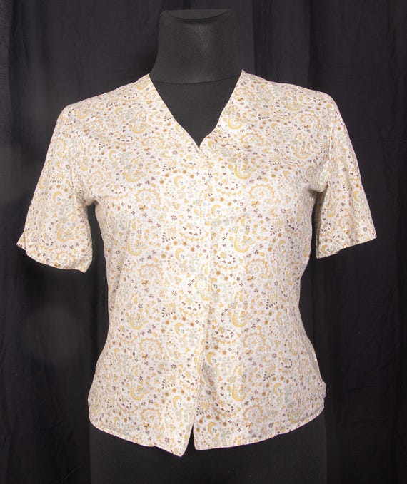 Cacharel, Vintage 1970s Cacharel Liberty of London Blouse / Tana Lawn Cotton Shirt / M L