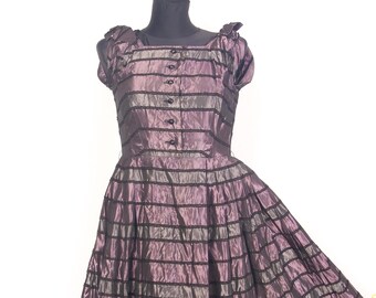 50er Jahre Vintage Taft Taft Fit and Flare Kleid, Cocktailparty - Size Small