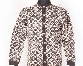 Cardigan vintage en tricot de laine nordique : pull flocon de neige étoile du matin, unisexe P-M