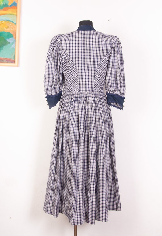 Cotton dirndl Dress Dark blue Plaid Checkered   /… - image 4