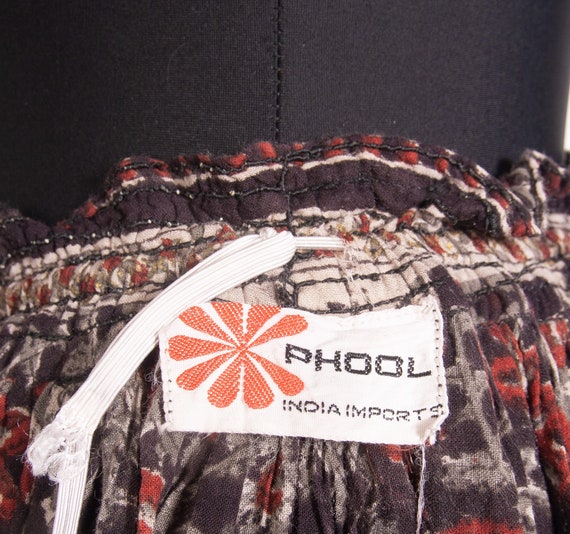 70s vtg Phool Indian Gauze Cotton Maxi Skirt / Ti… - image 7