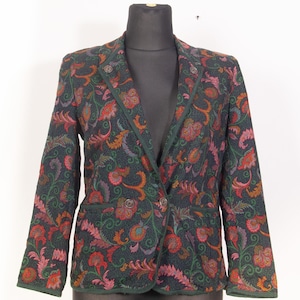 Vtg lightweight wool fabric Paisley jacket blazer  / 80s 90s vtg V neck Long sleeve jacket by Peter Hahn  / Size Medium to Large