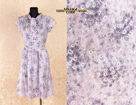 Vintage 1950s 40s Sheer Airy Floral print dress  … - image 1