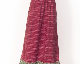 70s Souleiado Charles Demery Quilted Maxi Skirt / French Provencal Cotton / Size S M