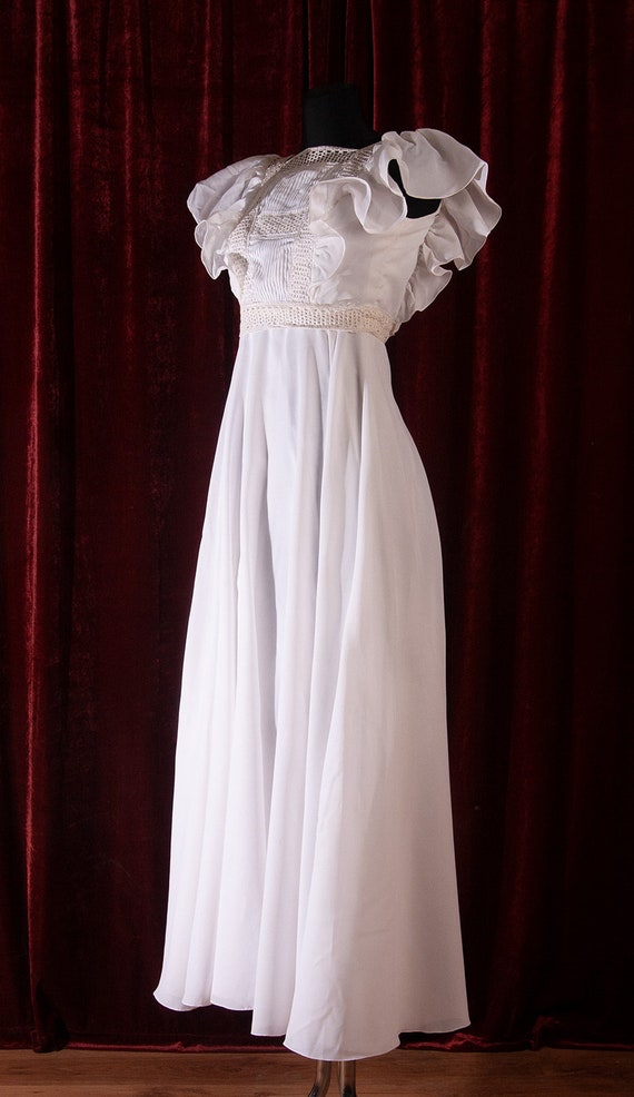 Vintage La Sposa White Wedding  Maxi Dress  / Cro… - image 2