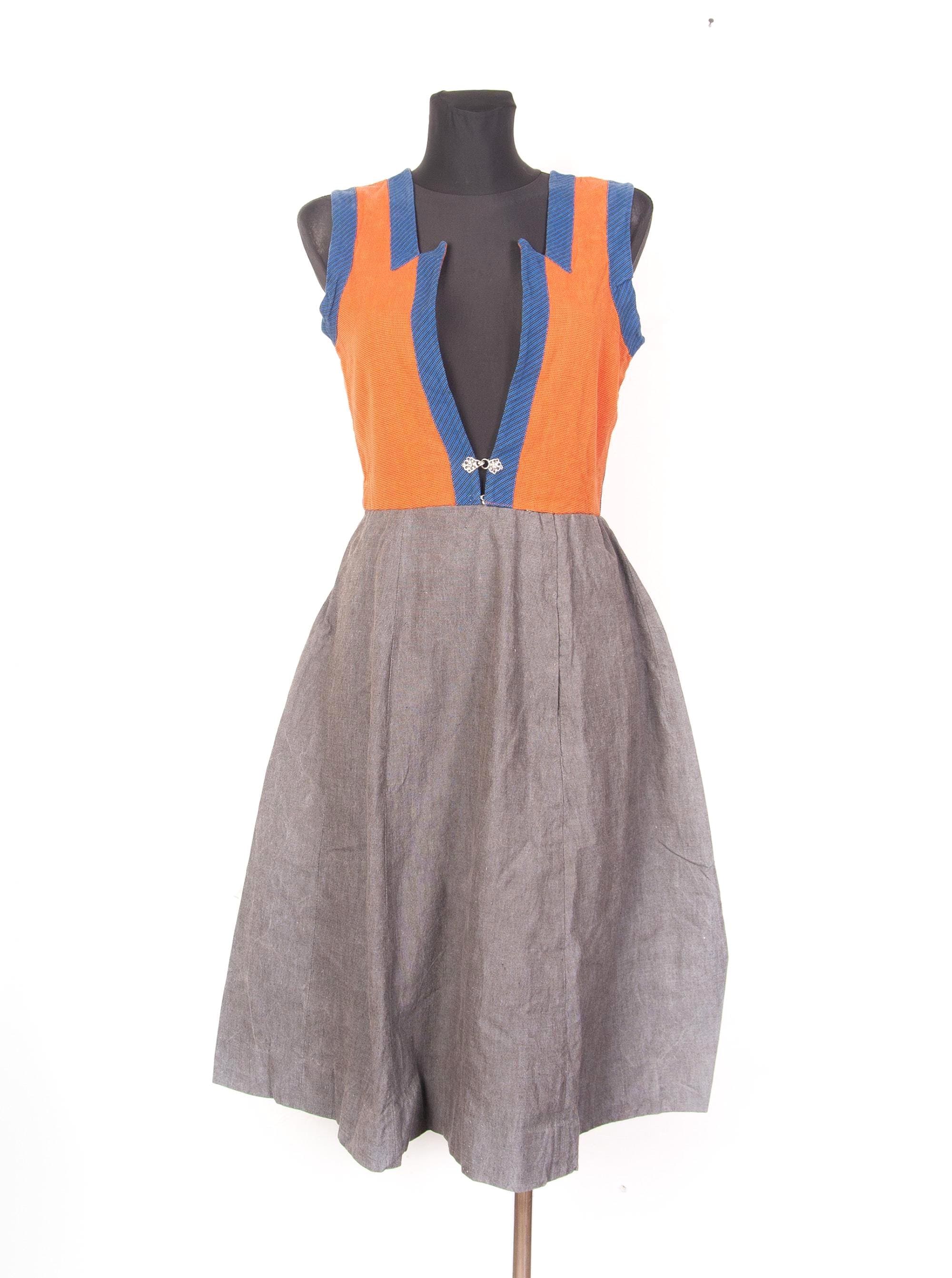 Orange Peasant Dress - Etsy