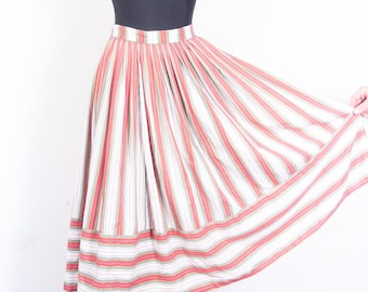 Falda Dirndl estilo años 50: Traje tradicional austriaco de algodón a rayas, talla pequeña.