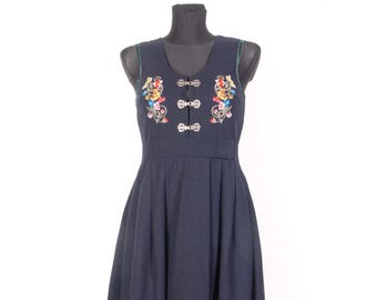 XS Norweger Festdrakt Kleid / dunkelblaues Norwegen Bunad style / Größe XS