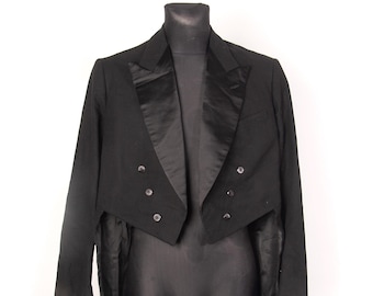 1930s Swedish White Tie Tailcoat  Bespoke Wool Frack /  Vintage  Swallowtail Coat / sz M L