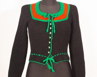 Cárdigan Dirndl Trachten estilo 30s 40s / Vtg alemán bávaro Berchtesgaden trachtenjacke / XS S