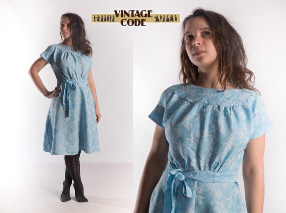 Light blue pastel tones short sleeve summer dress