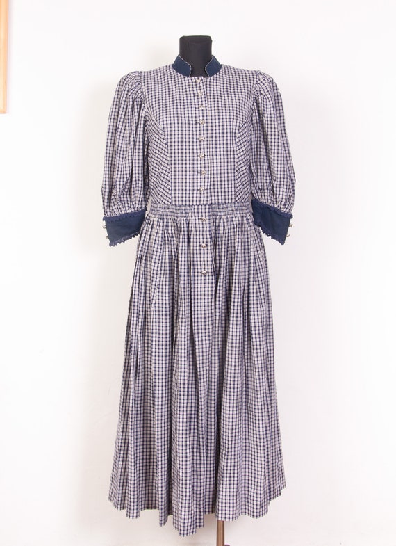 Cotton dirndl Dress Dark blue Plaid Checkered   /… - image 10