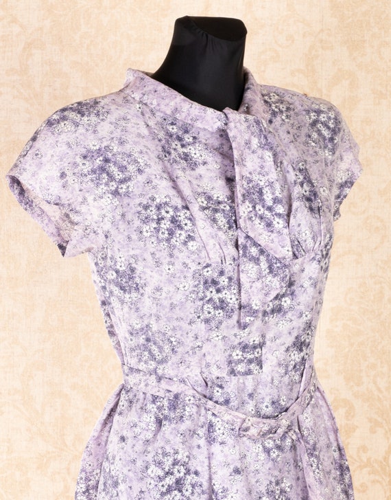 Vintage 1950s 40s Sheer Airy Floral print dress  … - image 7