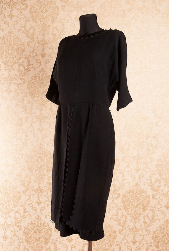 Black 50s 60s  Wiggle dress by Nelson Caine / Lit… - image 2