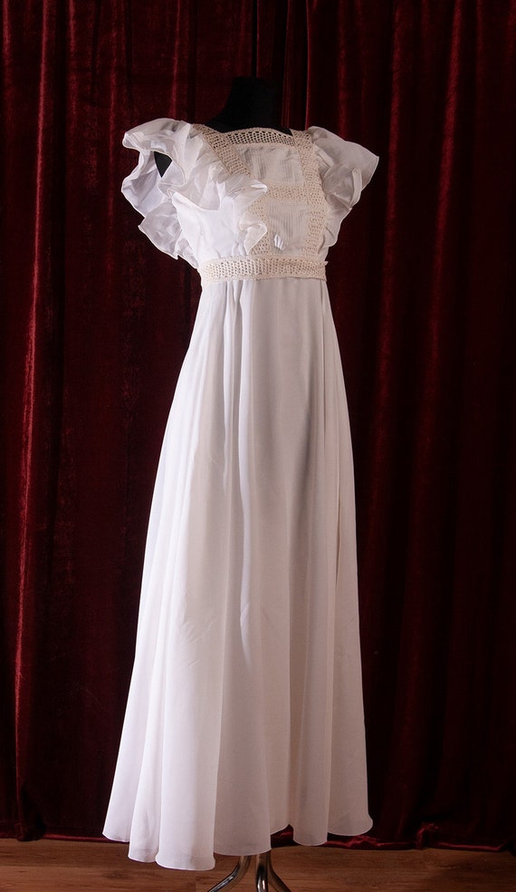 Vintage La Sposa White Wedding  Maxi Dress  / Cro… - image 6