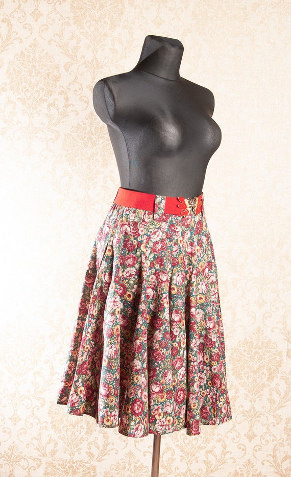 Butterfly buckle Cotton Full skirt / Bold roses p… - image 6