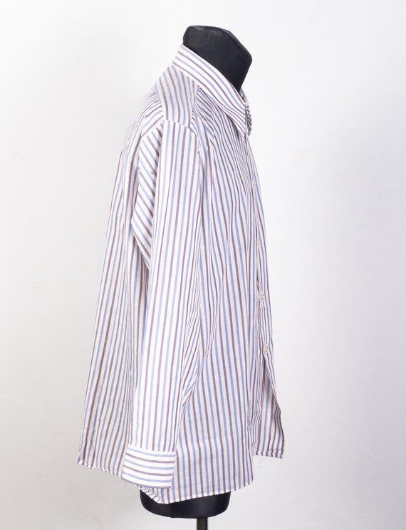 RARE white blue striped Dagger collar 70s Men's s… - image 4