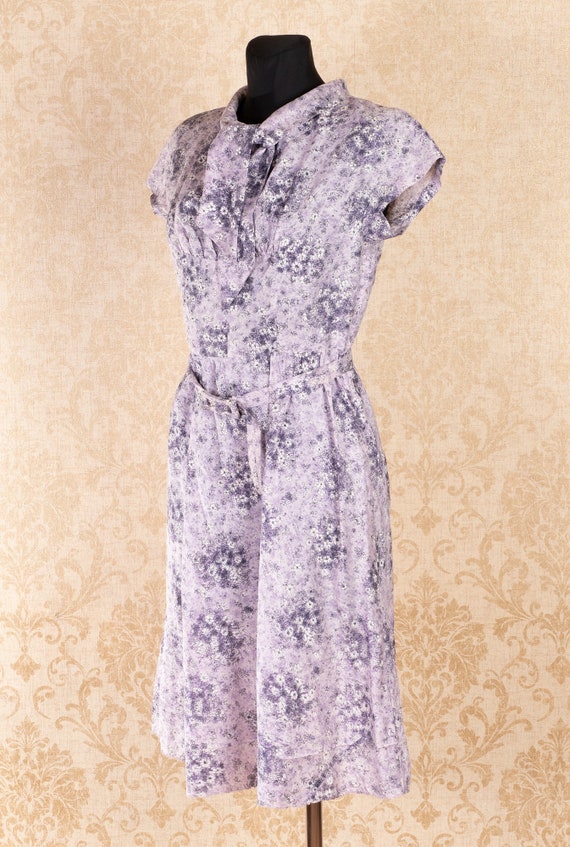 Vintage 1950s 40s Sheer Airy Floral print dress  … - image 6