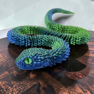 63 cm 3D-tryckt ledad glödande huggorm flexibel rörlig led djurmodell bokhylla skrivbordsdekor fidgetleksak present