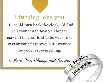 I Love You Ring for Women Stainless Steel Adjustable