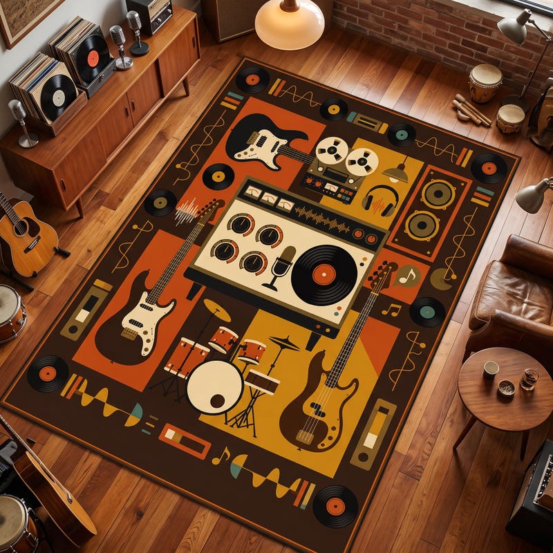 Vinyl Muisc Rug Music Theme Area Rugs - Etsy