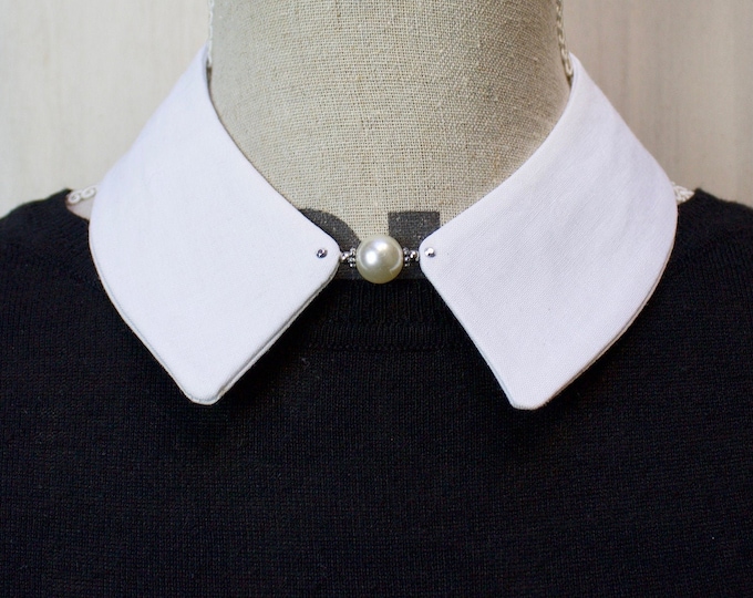 White Collar With Pearl White Peter Pan Collar Jewel | Etsy