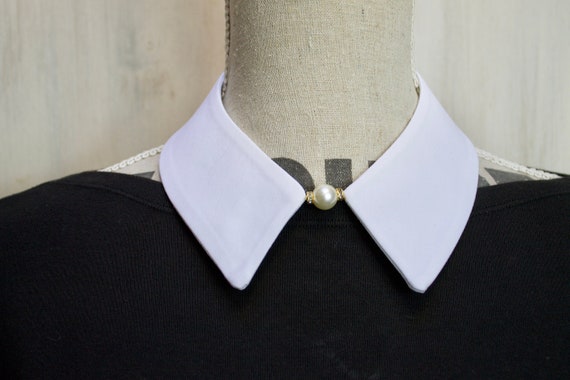 White Fake Collar With Pearl Peter Pan Collar Jewel Claudine | Etsy