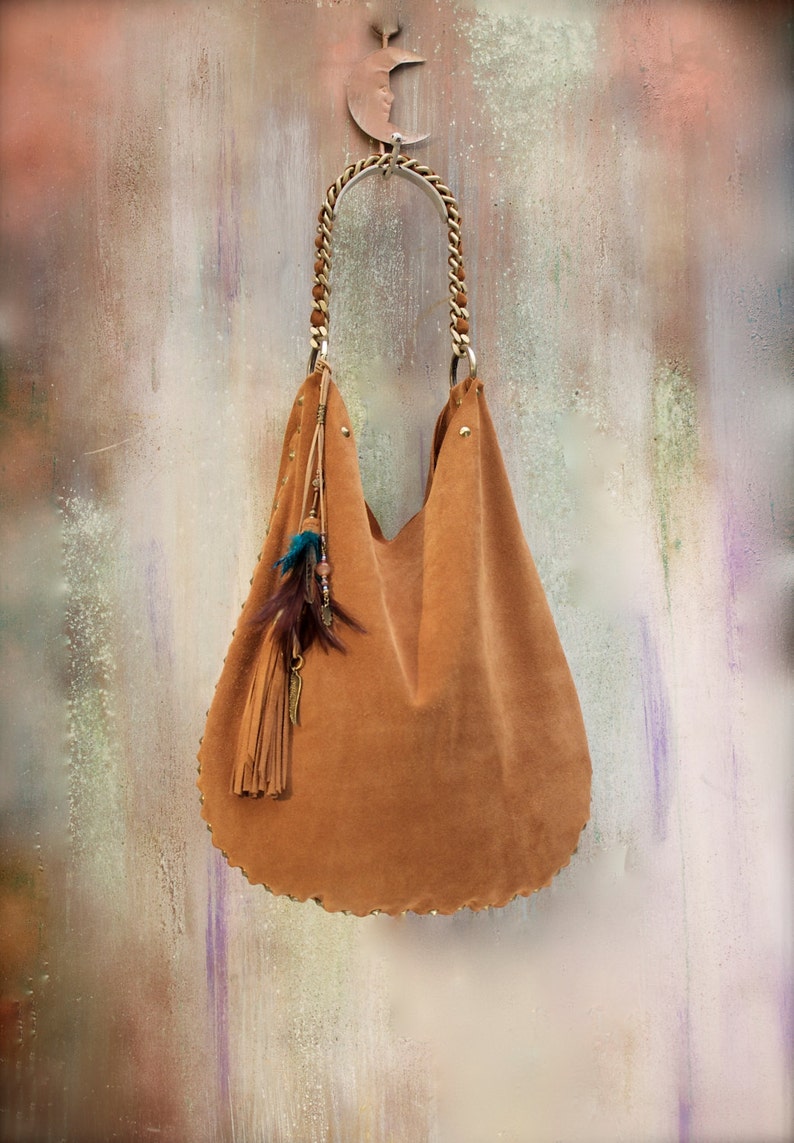 Italian Soft Leather HOBO BAG Cognac Shoulder Suede Bag Made Etsy