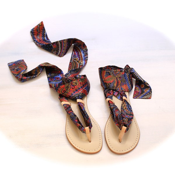 italian leather sandals, silk sandals, printed flip flop