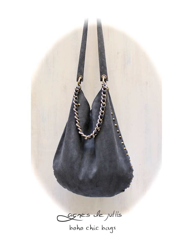 grey suede crossbody bag